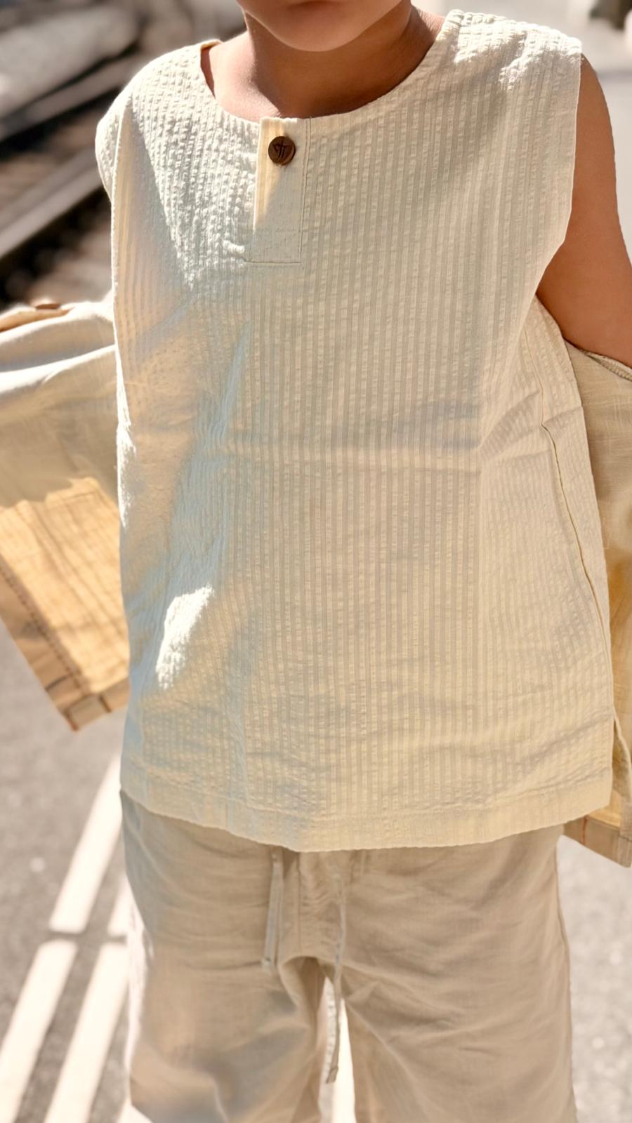 Dobby Stripe Classic Shirt — little boy wearing dobby stripe shirt
