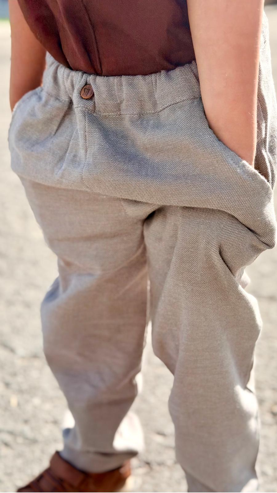 Earthbound Handwoven Khadi Pants — little boy wearing khadi pants, lifestyle shot