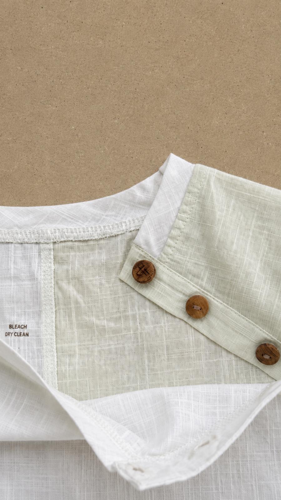 Mint Whisper Shirt — boys organic cotton shirt with embroidery, back view