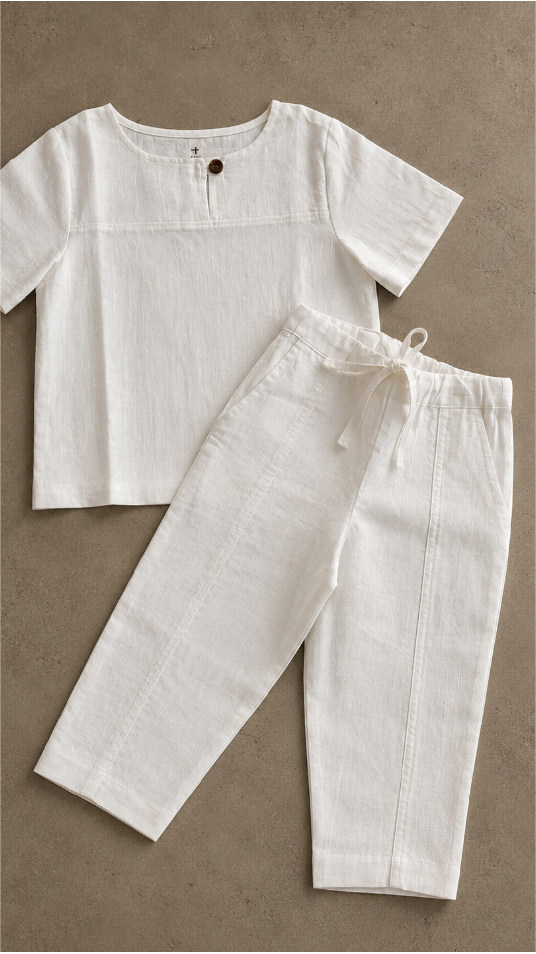 Cloud Dancer Serenity Co-ord — organic cotton matching set in Cloud Dancer white, front view
