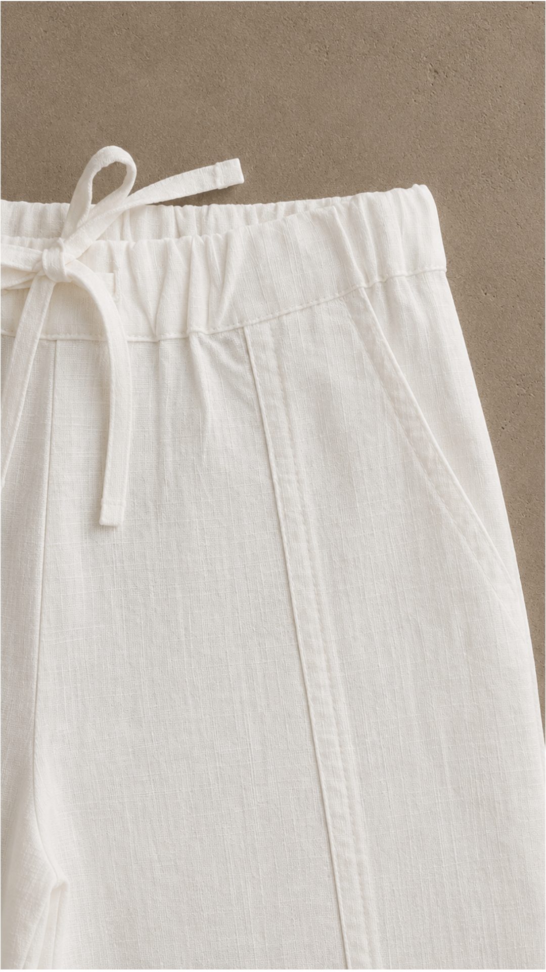 Cloud Dancer Serenity Co-ord — organic cotton co-ord detail, elastic waist