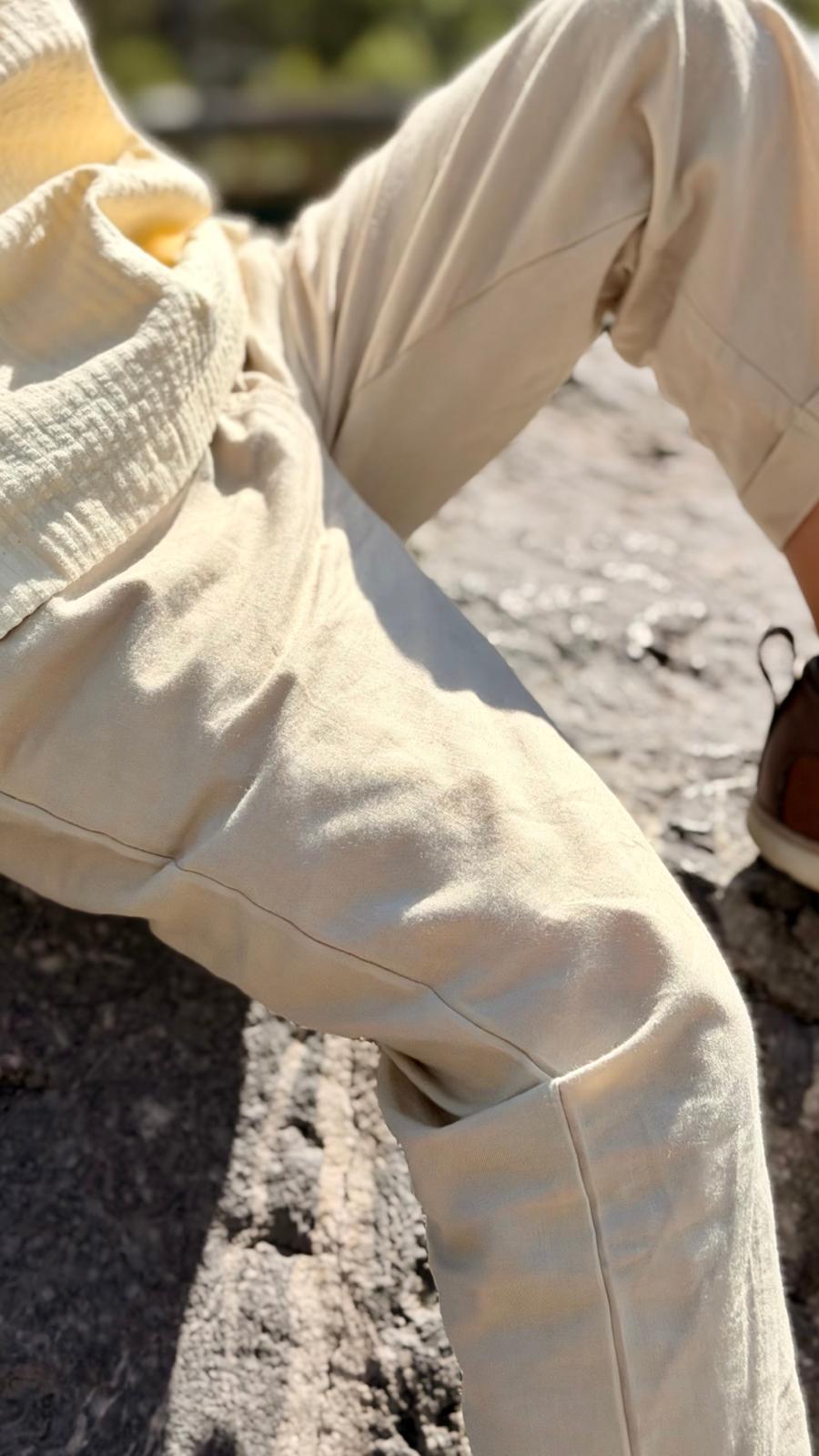 Willow Walk Pants — boy in organic cotton linen pants, lifestyle shot