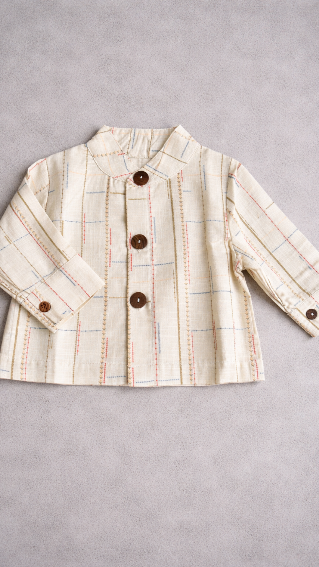 Ivory Thread-Print Linen-Cotton Cardigan