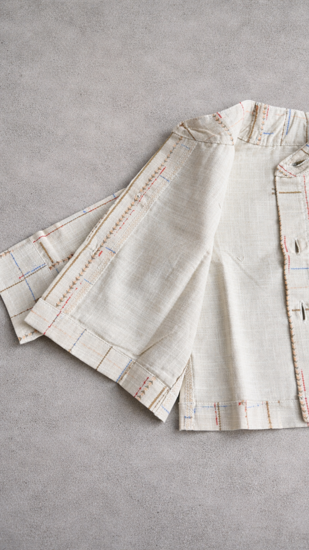 Ivory Thread-Print Linen-Cotton Cardigan