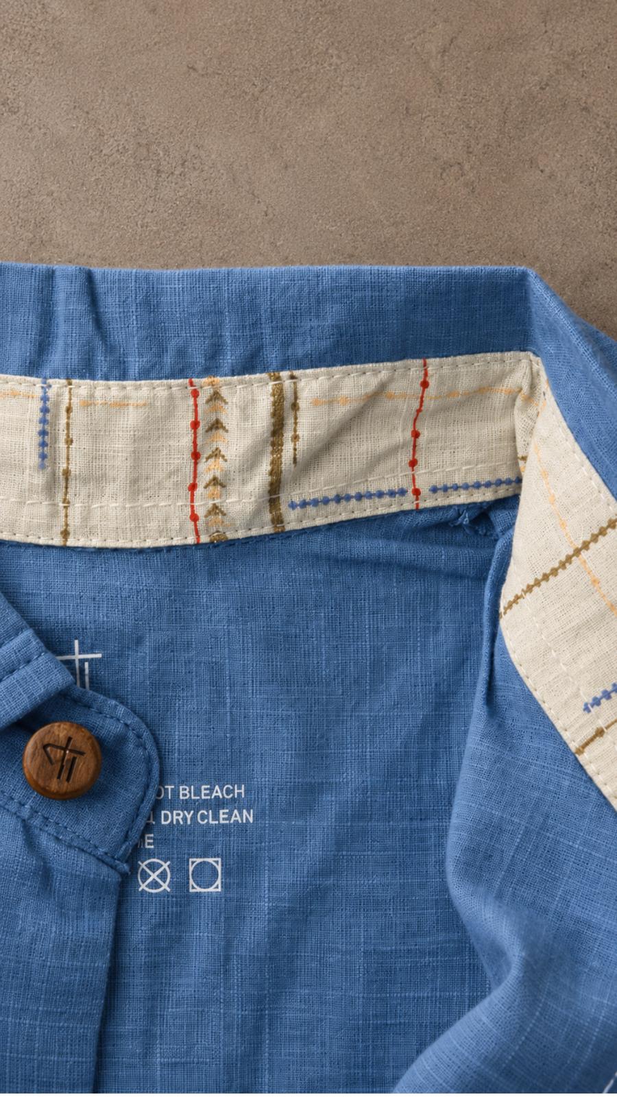 Little Mariner Classic Shirt — boys organic cotton linen shirt, back view
