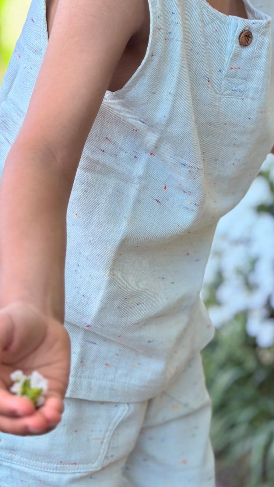 Cloud Fleck Co-Ord Set — organic cotton matching set for little gentlemen
