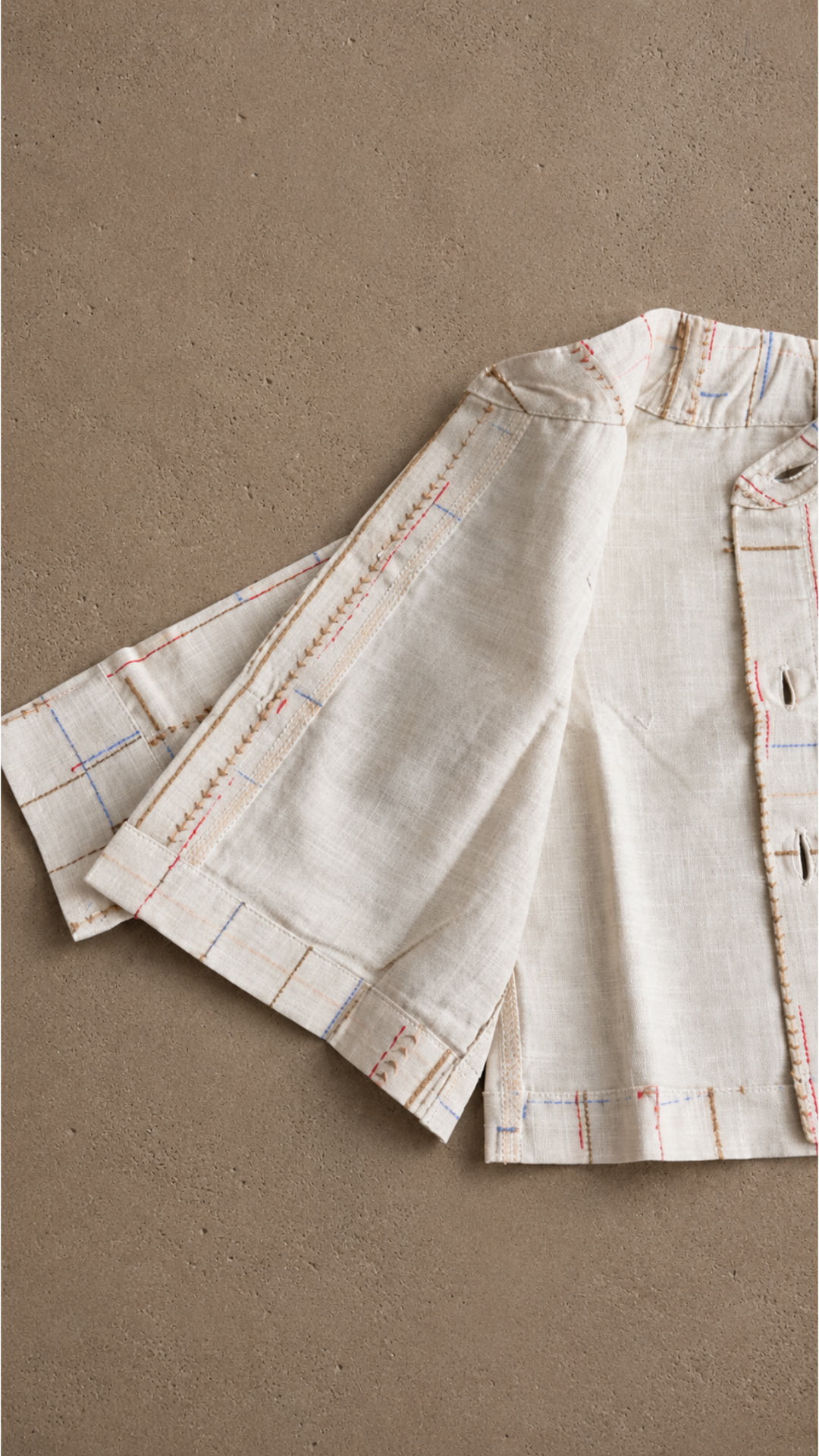 Ivory Thread-Print Cardigan — boys organic cotton cardigan, back view